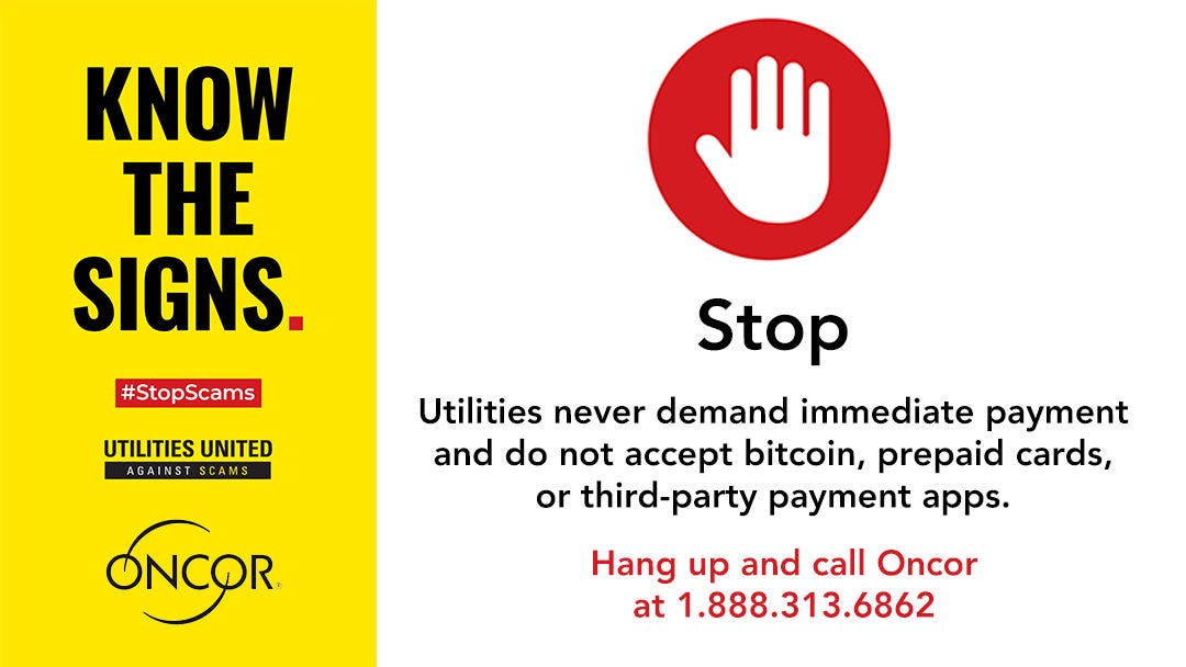 Stop scams info card