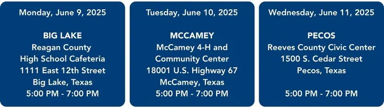 Table shows meeting locations and dates